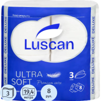 Туалетная бумага Luscan Deluxe, 8 рулонов, 19,3 м, белая