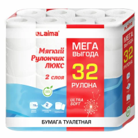 Туалетная бумага Laima Mega Pack 2 слоя, 32 рулона, 15м, белая