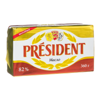 Масло сливочное President кислосливочное 82%, 360г