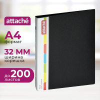 Папка на 4-х кольцах А4 Attache черная, 32мм, d кольца=25мм, F504/07