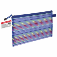 Пластиковая папка на молнии Brauberg Stripes разноцветная-полупрозрачная, 220х310мм