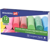 Пастель масляная художественная BRAUBERG ART 'CLASSIC', УТОЛЩЕННАЯ, 12 цветов, круглое сечение, 1814