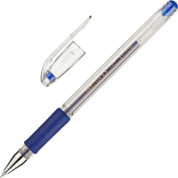 Ручка гелевая Crown HJR-500R синяя, 0.5мм, резиновый манжет