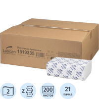 Бумажные полотенца Luscan Professional H2, 2 слоя, Z-сложение, 200лист,  белые,  21 пачка