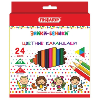 Карандаши цветные ПИФАГОР 'ЭНИКИ-БЕНИКИ', 24 цвета, классические заточенные, 181348