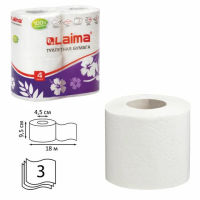 Туалетная бумага Laima 3 слоя, 4 рулона, 18м, белая