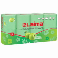 Туалетная бумага Laima яблоко, 2 слоя, 8 рулонов, 19м, зеленая