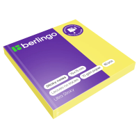 Блок для записей с клейким краем Berlingo Ultra Sticky желтый, неон, 75х75мм, 80 листов