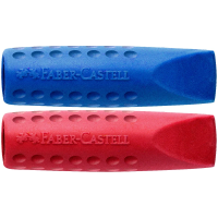 Набор ластиков-колпачков Faber-Castell 'Grip 2001' 2шт., трехгранные, ассорти (красный, синий, серый), пакет