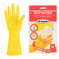 Перчатки МНОГОРАЗОВЫЕ латексные 'Для деликатной уборки', размер 7-8, M (средний), вес 26 г, KOMFI, DGL017L