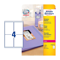 Этикетки самоклеящиеся Avery Zweckform L7769-40, белые гляцевые, 99х139мм, 4шт на листе, 40 листов