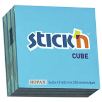 Блок для записей с клейким краем Stick'n 2 цвета, син-голуб. 50х50мм, 250 листов