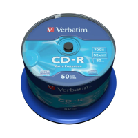 Диск CD-R Verbatim 700Mb, 52x, Cake Box, 50шт/уп
