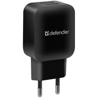 Зарядное устройство сетевое Defender EPA-13,  2xUSB, 2.1А output, пакет, черный