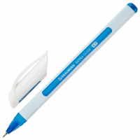 Шариковая ручка Brauberg Extra Glide Soft White синяя, 0.35мм, прозрачный корпус