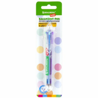 Шариковая ручка автоматическая Brauberg Kids 8 цветов, 0.35мм, прозрачный корпус, в блистере