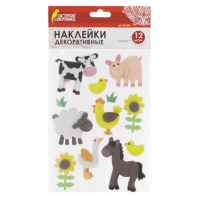 Наклейки из EVA 'Ферма', 12 шт., ассорти, ОСТРОВ СОКРОВИЩ, 661459