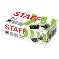 Зажимы для бумаг Staff 25мм, черные, 12 шт/уп