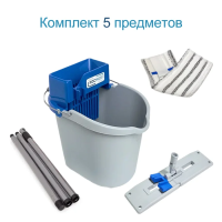 Комплект для уборки пола Росмоп 40-M 10л, моп микроволокно, сборная ручка с резьбой 120см, синий