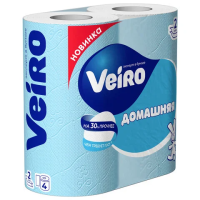 Туалетная бумага Veiro Домашняя 2 слоя, 4 рулона, 15 м, белая