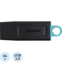 Флеш-диск 64GB KINGSTON DataTraveler Exodia, разъем USB 3.2, син/чер, DTX/64GB