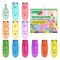 Набор текстовыделителей Brauberg CUTE CATS 12 цветов, линия письма 1-5 мм