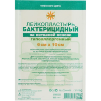 Перевяз. ср-ва Лейкопластырь бакт. 6х10см н/тканный Leiko 100шт/уп