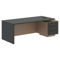Стол руководителя с тумбой VCT 2290(R) Яшма черный/Кобра 2200х900х750 VELION