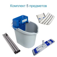 Комплект для уборки пола Росмоп Кваттро 10л, моп микрофибра, сборная ручка с резьбой 120см синий