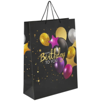 Пакет подарочный Золотая Сказка Happy Birthday, 33x12.7x44.7см, черный