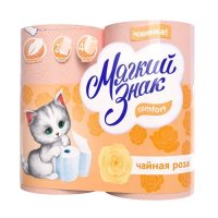 Туалетная бумага Мягкий Знак Comfort чайная роза, 4 рулона , 25м, оранжевая