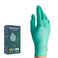 Перчатки нитриловые Benovy Nitrile MultiColor р.XS, зеленые, 50 пар