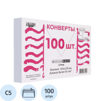 Конверт почтовый Officepost С5 белый, 162х229мм, 80г/м2, 100шт, стрип
