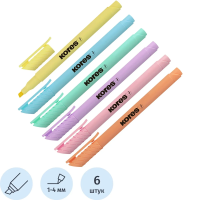 Набор текстовыделителей Kores High Liner Pastel 1-4мм, 6 цветов