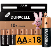 Батарейка Duracell AA LR06, 1.5В, алкалиновая, 18шт/уп