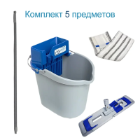 Комплект для уборки пола Росмоп Кваттро 10л, моп микрофибра, ручка с резьбой 130см, синий