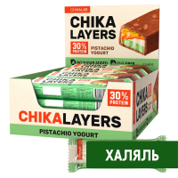 Батончик протеиновый Chikalab Layers Халяль фисташковый йогурт, 60г x 20 шт