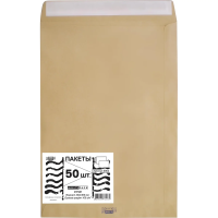Пакет почтовый бумажный плоский Multipack E4 крафт, 300х400мм, 100г/м2, 50шт, стрип