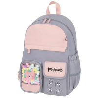 Рюкзак BRAUBERG PASTEL с термонашивками в комплекте, 'Sweet paws', серый, 40х29х14 см, 272064