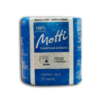 Туалетная бумага Motti 2 слоя, 4 рулона, 20м, белая