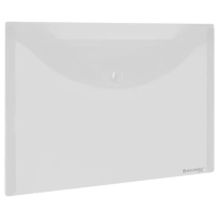 Папка-конверт с кнопкой МАЛОГО ФОРМАТА, А5, BRAUBERG 'UNIVERSAL', прозрачная, 0,15 мм, 273065