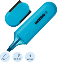 Текстовыделитель Kores Bright Liner Plus синий, 0.5-5 мм, скошенный