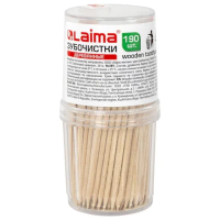 Зубочистки Laima 190 штук, деревянные, пластиковая упаковка