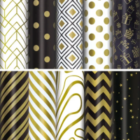Бумага упаковочная подарочная мелованная 'Golden pattern', 70x100 см, 10 дизайнов ассорти, ЗОЛОТАЯ СКАЗКА, 591912