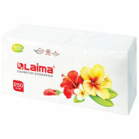 Салфетки бумажные Laima 24х24 см, 250шт, 1 слой, белые
