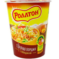 Лапша быстрого приготовления Роллтон Горячая порция с говядиной, 70г