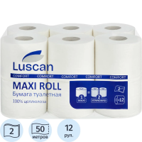 Туалетная бумага Luscan ComfortMax 2 слоя, 12 рулонов, 50 м, белая