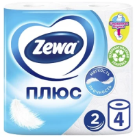 Туалетная бумага Zewa Плюс 2 слоя, 4 рулона, 23 м, белая