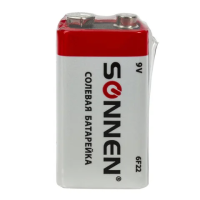 Батарейка Sonnen 6F22 Крона, 9D, солевая, 1шт