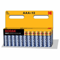 Батарейки алкалиновые 'мизинчиковые' КОМПЛЕКТ 12 шт., KODAK Max Super Alkaline, ААА (LR03, 24А), блистер, Б0008960